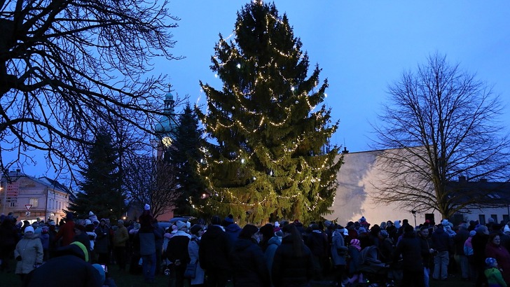 Vánoční strom se rozzářil u náměstí T. G. Masaryka